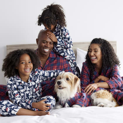 Company Cotton™ Family Flannel Dog Pajamas - Navy Red Plaid
