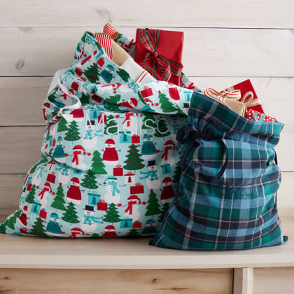 Company Cotton™ Flannel Santa Gift Bag - Holiday Snowman