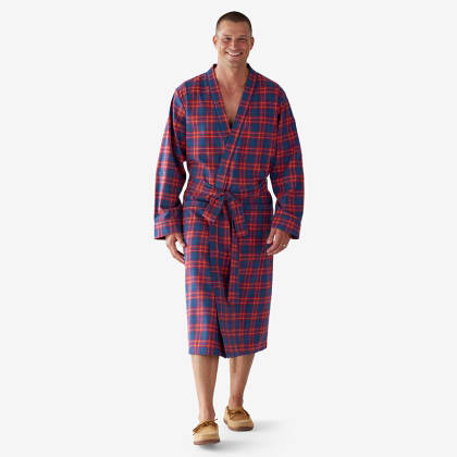 Company Cotton™ Family Flannel Mens Robe - Navy Red Plaid