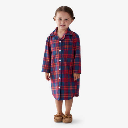 Company Cotton™ Family Flannel Girls’ Nightshirt - Navy Red Plaid