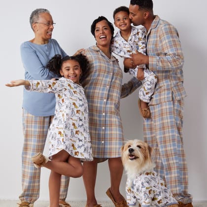 Company Cotton™ Family Flannel Womens Nightshirt - Blue Tan Plaid
