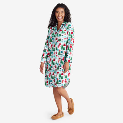 Company Cotton™ Family Flannel Womens Nightshirt - Holiday Snowman
