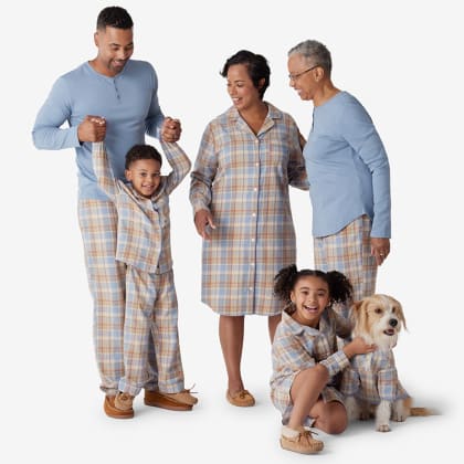 Company Cotton ™ Family Flannel Mens Henley Pajama Set - Blue Tan Plaid