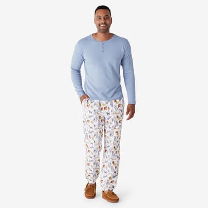 Company Cotton ™ Family Flannel Mens Henley Pajama Set - Stylish Dogs