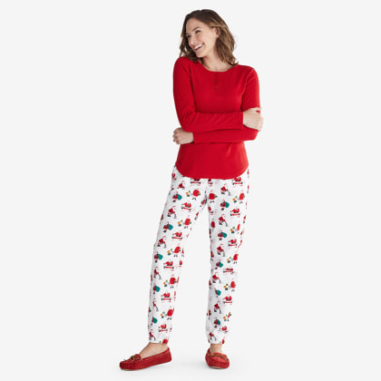Company Cotton ™ Family Flannel Womens Henley Pajama Set - Santa & Mrs Claus