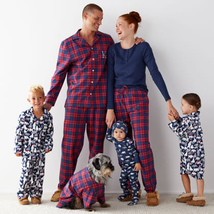 Company Cotton ™ Family Flannel Womens Henley Pajama Set - Navy Red Plaid