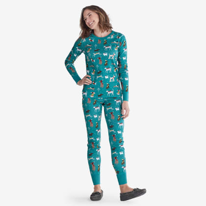 Company Organic Cotton™ Matching Family Pajamas – Womens Pajama Set - Holiday Dogs