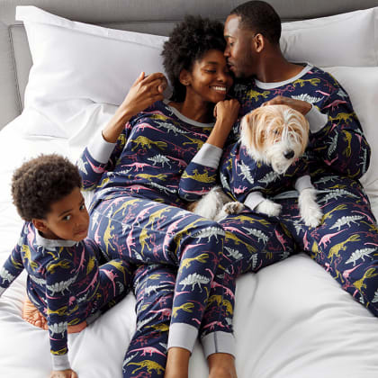 Company Organic Cotton™ Matching Family Pajamas – Women’s PJ Set - Navy Dino
