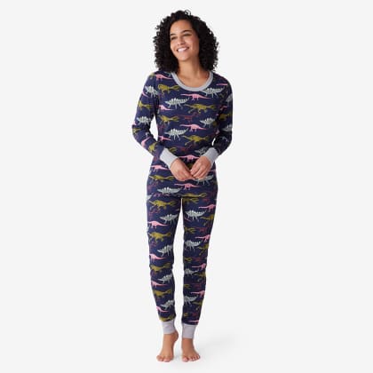 Company Organic Cotton™ Matching Family Pajamas – Womens Pajama Set - Navy Dino