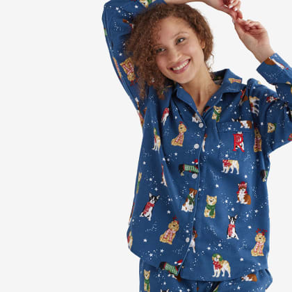 Company Cotton™ Family Flannel Womens Classic Pajama Set - Holiday Pups