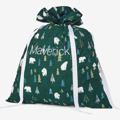 Company Cotton™ Flannel Santa Gift Bag - Polar Bear Forest