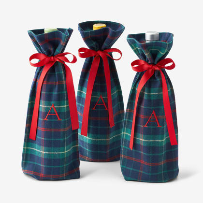 Company Cotton™ Flannel Wine Bags - Holiday Plaid