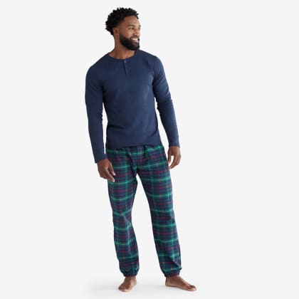 Company Cotton ™ Family Flannel Mens Henley Pajama Set - Holiday Plaid