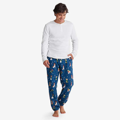 Company Cotton ™ Family Flannel Mens Henley Pajama Set - Holiday Pups