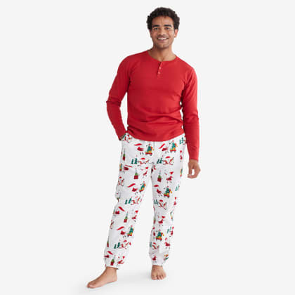 Company Cotton ™ Family Flannel Mens Henley Pajama Set - Santa