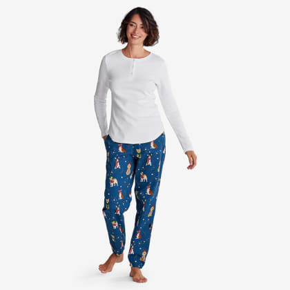 Company Cotton ™ Family Flannel Womens Henley Pajama Set - Holiday Pups