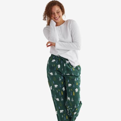 Company Cotton ™ Family Flannel Womens Henley Pajama Set - Polar Bear Forest