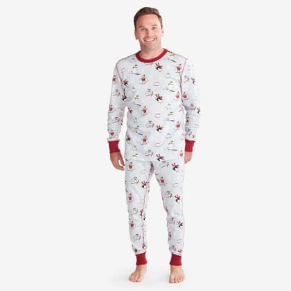 Company Organic Cotton™ Matching Family Pajamas – Mens Pajama Set - Skiing Animals