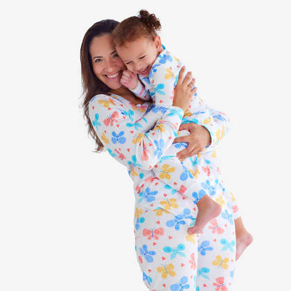 Company Organic Cotton™ Matching Family Pajamas – Womens Pajama Set  - Butterfly Hearts