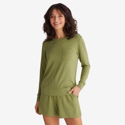 Company Essentials™ TENCEL™ Modal Long-Sleeve Shorts Set - Moss Green