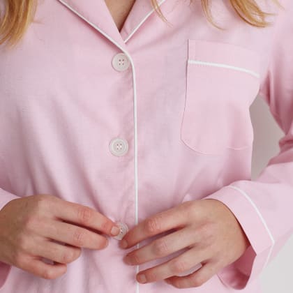 French Pink Baldwin Womens Cotton Jacquard Pajama Set