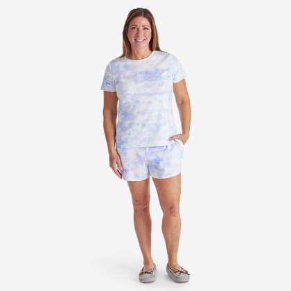 Company Organic Cotton™ Matching Mother & Daughter Tie-Dyed Pajamas: Womens Shorts Set - Blue
