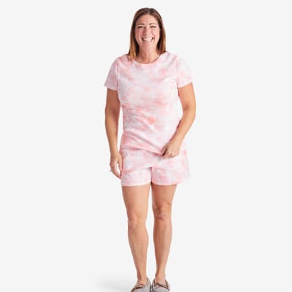 Company Organic Cotton™ Matching Mother & Daughter Tie-Dyed Pajamas: Womens Shorts Set - Coral