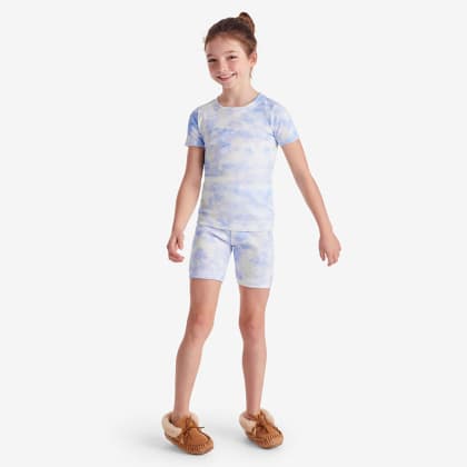 Company Organic Cotton™ Matching Mother & Daughter Tie-Dyed  Pajamas: Kids’ Shorts Set - Blue