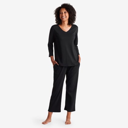 Legends Luxury™ Pima Cotton Long-Sleeve Cropped Pants Pajama Set