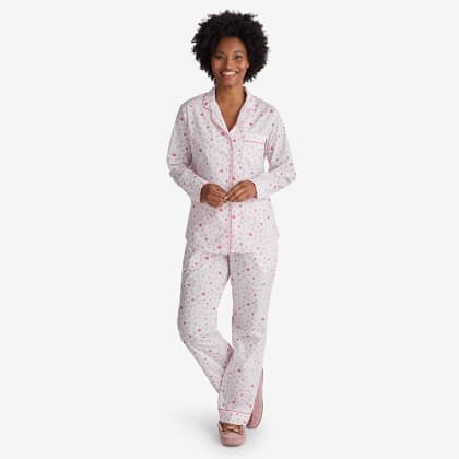 Printed Cotton Poplin Pajama Set - Hearts