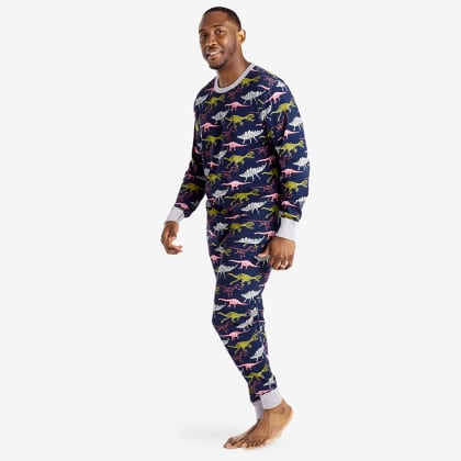 Company Organic Cotton™ Matching Family Pajamas – Mens Pajama Set - Navy Dino