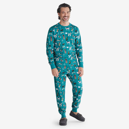 Company Organic Cotton™ Matching Family Pajamas – Mens Pajama Set - Holiday Dogs