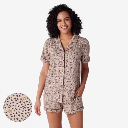 TENCEL™ Modal Jersey Knit Short-Sleeve Shorts Set - Animal Spot
