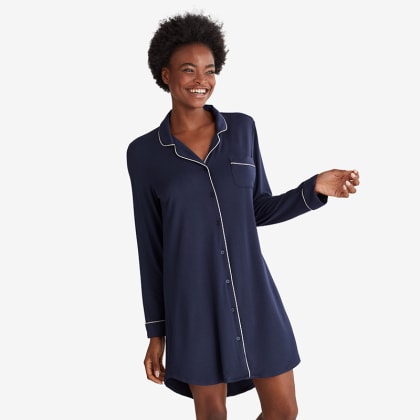 TENCEL™ Modal Jersey Knit Nightshirt  - Navy