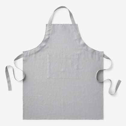 Solid Linen Apron - Pearl Gray