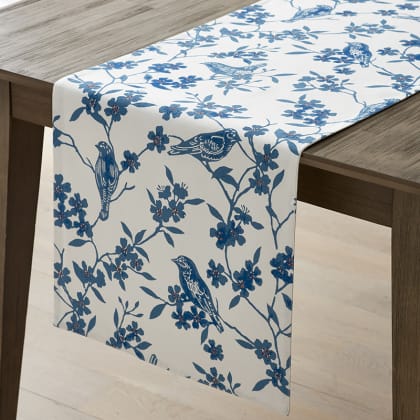 Printed Cotton Table Runner - Bluebird