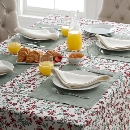 Printed Cotton Tablecloth - Floral