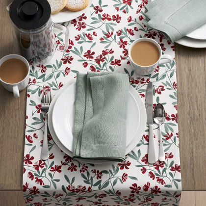 Printed Cotton Table Runner - Floral