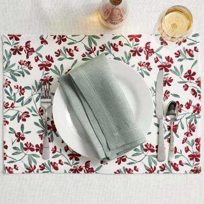 Printed Cotton Placemat, Set Of 4 - Floral