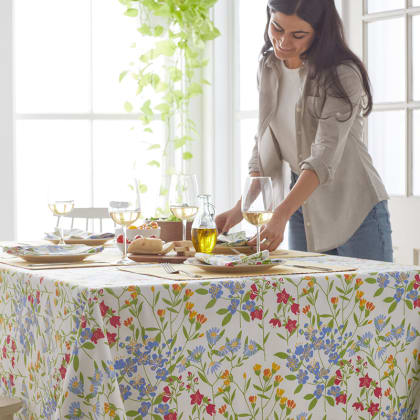 Printed Cotton Tablecloth - Floral Fields
