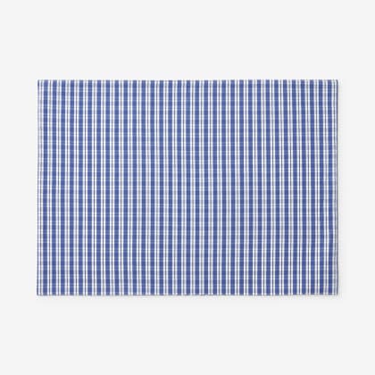 Gingham & Stripe Reversible Cotton Placemat, Set of 4 - Blue
