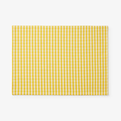 Gingham & Stripe Reversible Cotton Placemat, Set of 4 - Yellow