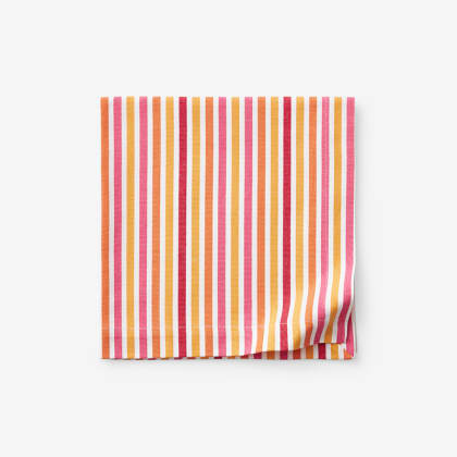 Gingham & Stripe Cotton Napkin, Set of 4 - Yellow Stripe