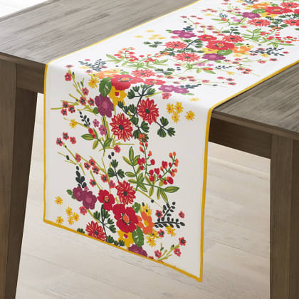 Seasonal Printed Cotton Table Runner - Garden Floral