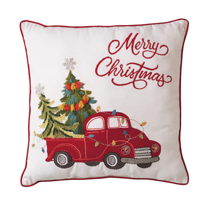 Holiday Embroidered Cotton Pillows