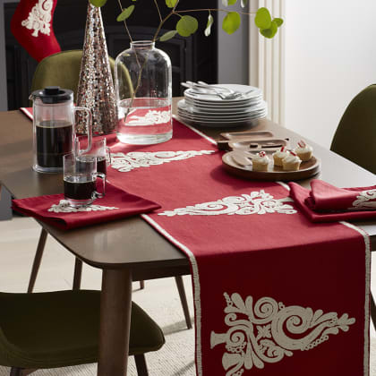 Legends Luxury™ Holiday Embroidered Table Runner - Red