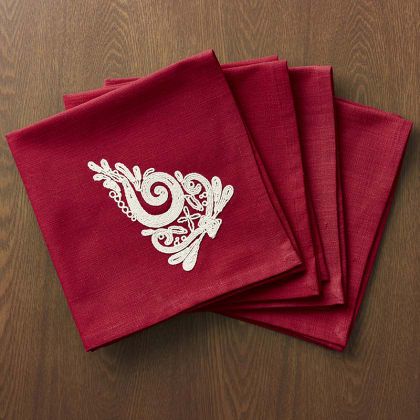 Legends Luxury™ Holiday Embroidered Napkins - Red