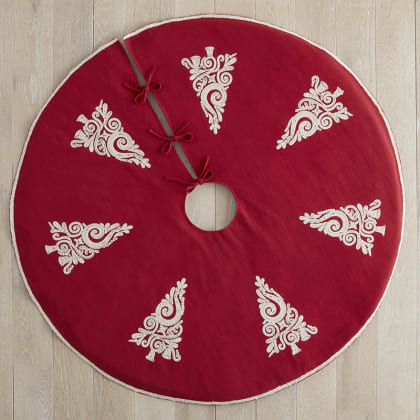 Legends Luxury™ Holiday Embroidered Tree Skirt - Red
