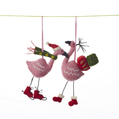 Holiday Felt Ornaments - Flamingoes