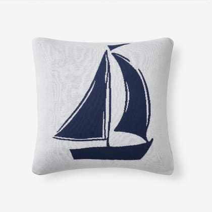 Summer Knit Pillow Cover - Sailboat